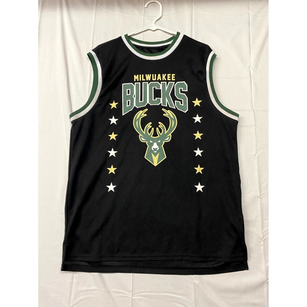 UNK Jersey Mens XL Black Milwaukee Bucks Basketball # 68 NBA Mesh Graphic Logo